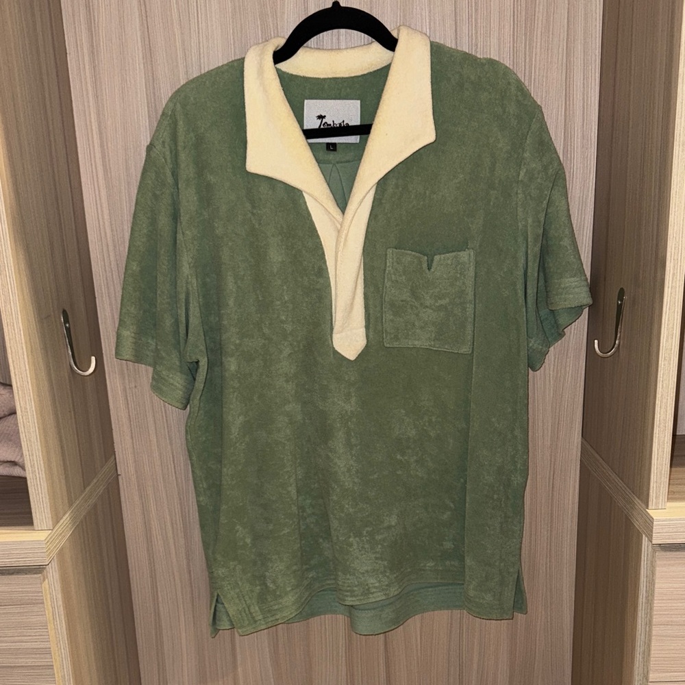 Tombolo terry large Green and Cream Men's Shirt